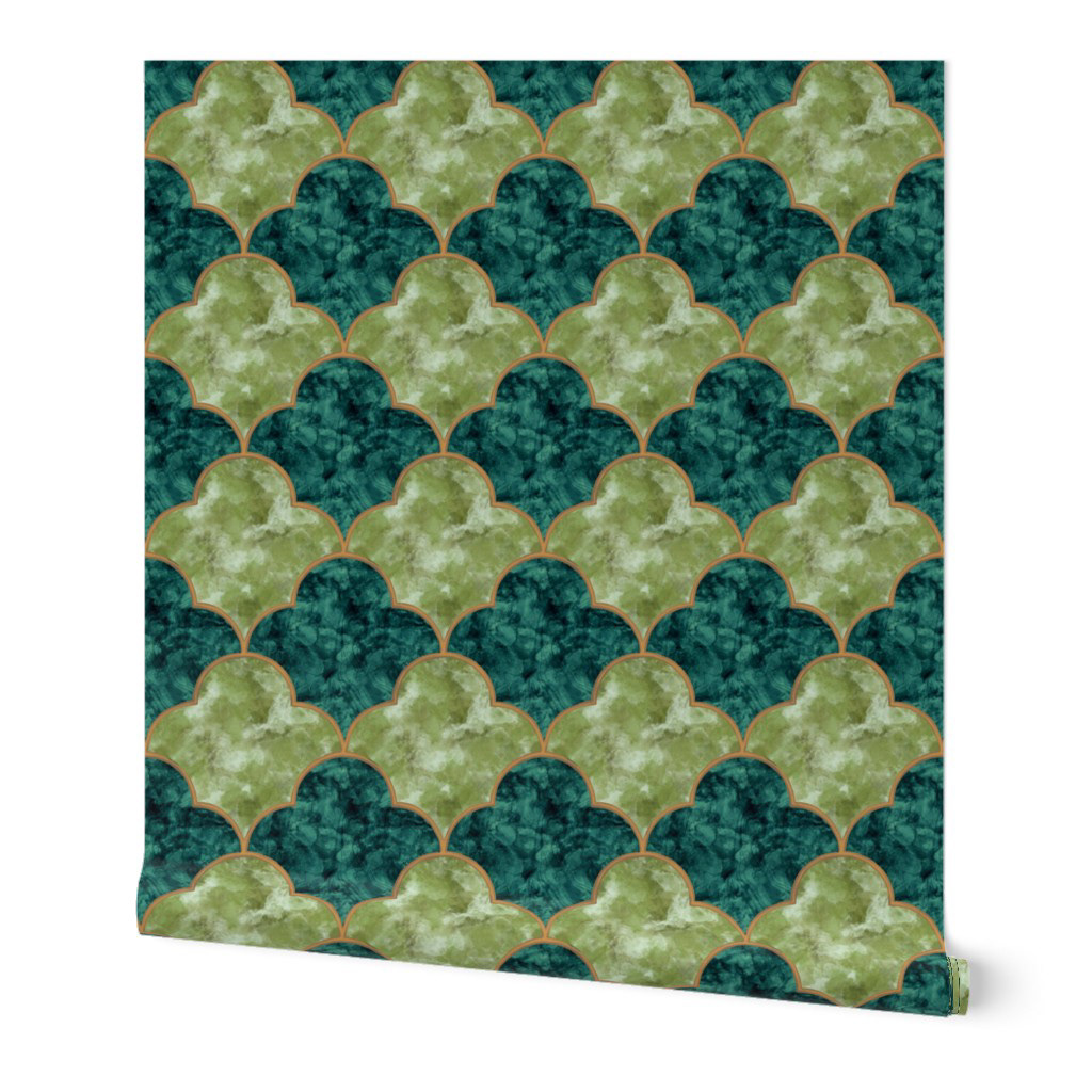 Jade Green Emerald Green Moroccan Tile Wallpaper