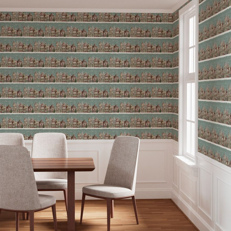 Whimsical Wallpaper Design Dutch Canal Houses