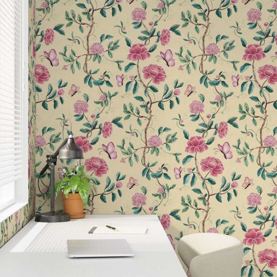 Gorgeous Romantic Yellow Pink Wallpaper