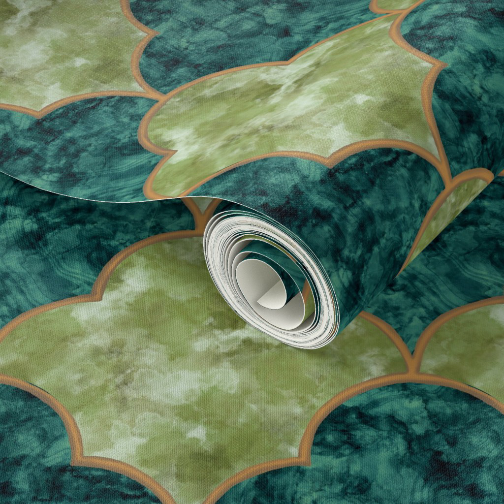Wallpaper Roll Emerald Marble and Jade Stone Slab