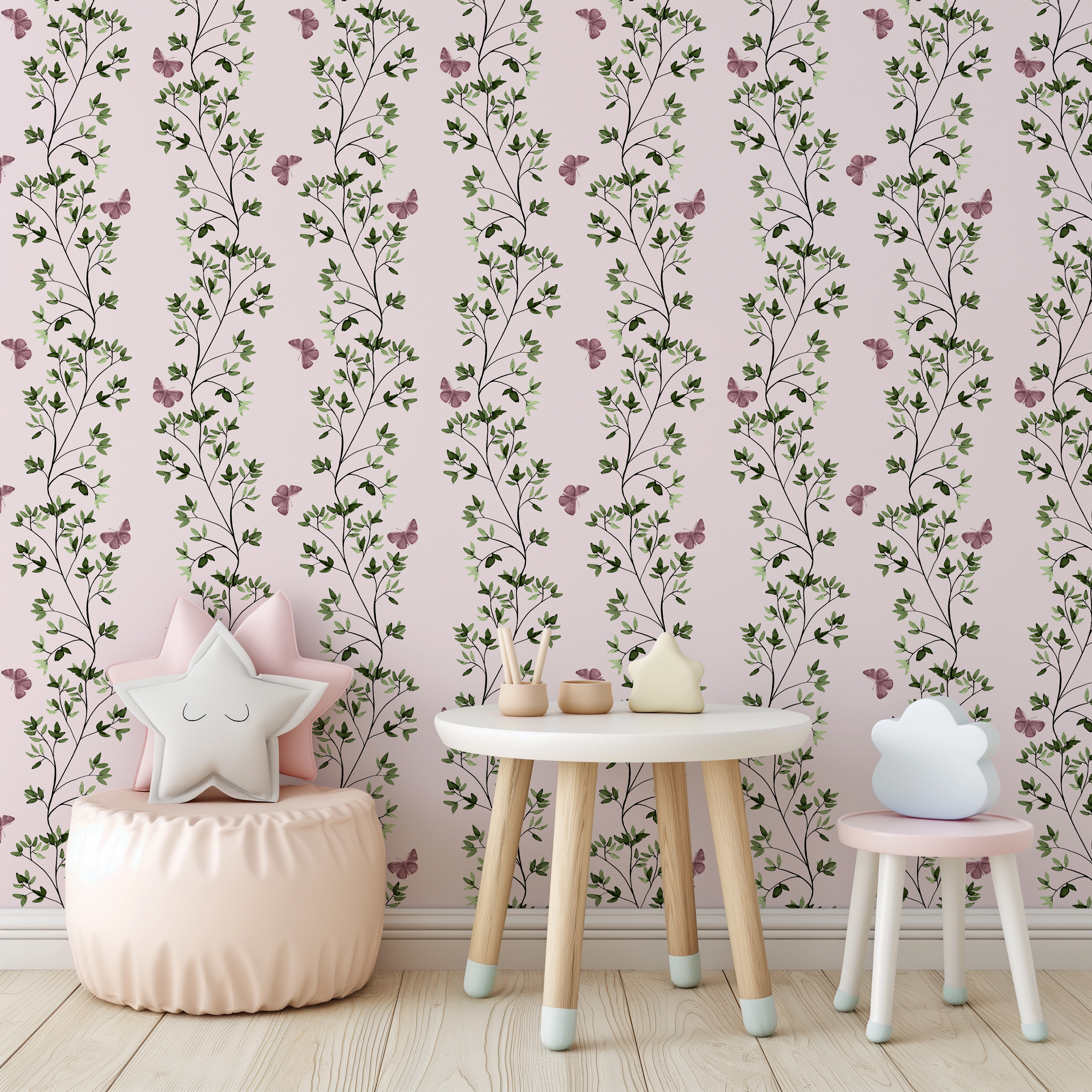 Pink Nursery Wallpaper Butterflies
