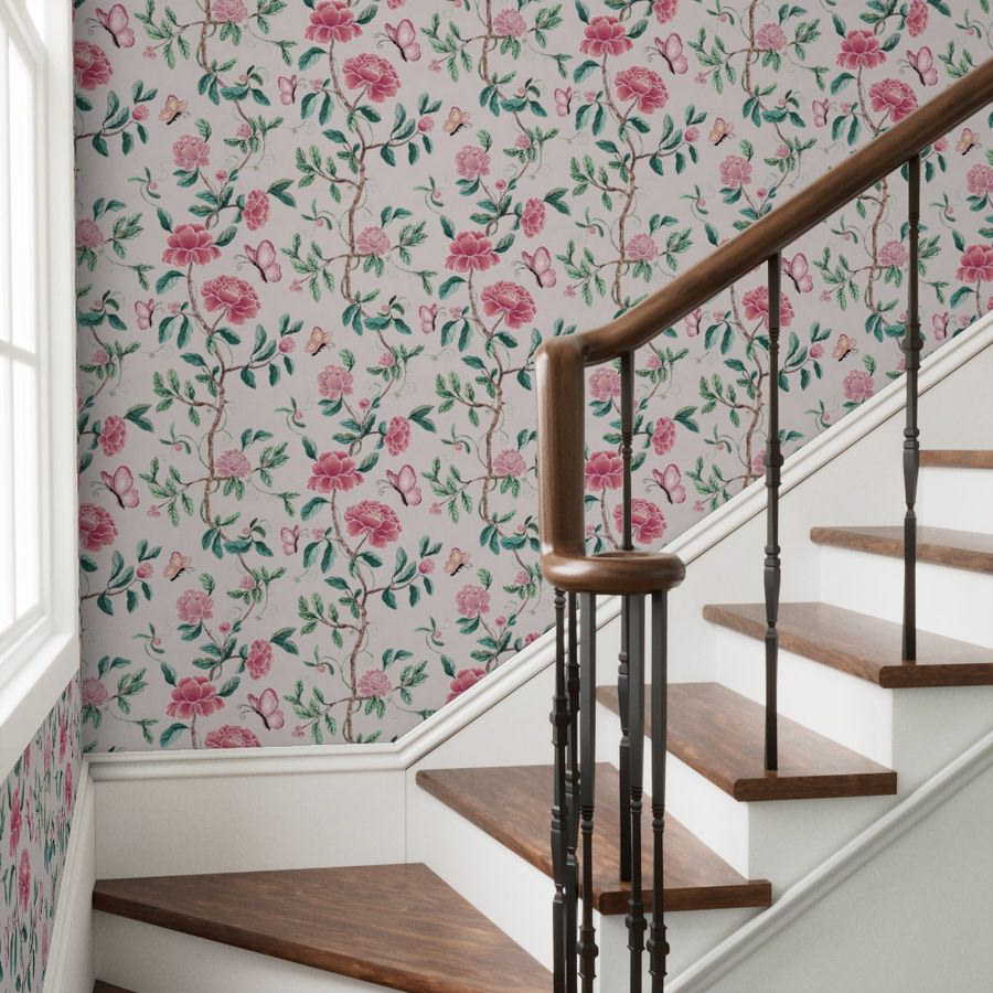 Dust Pink Wallpaper Flowers