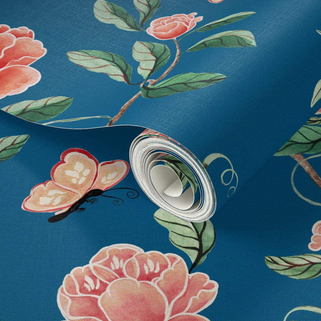 Rich Blue Chinoiserie Chic Wallpaper
