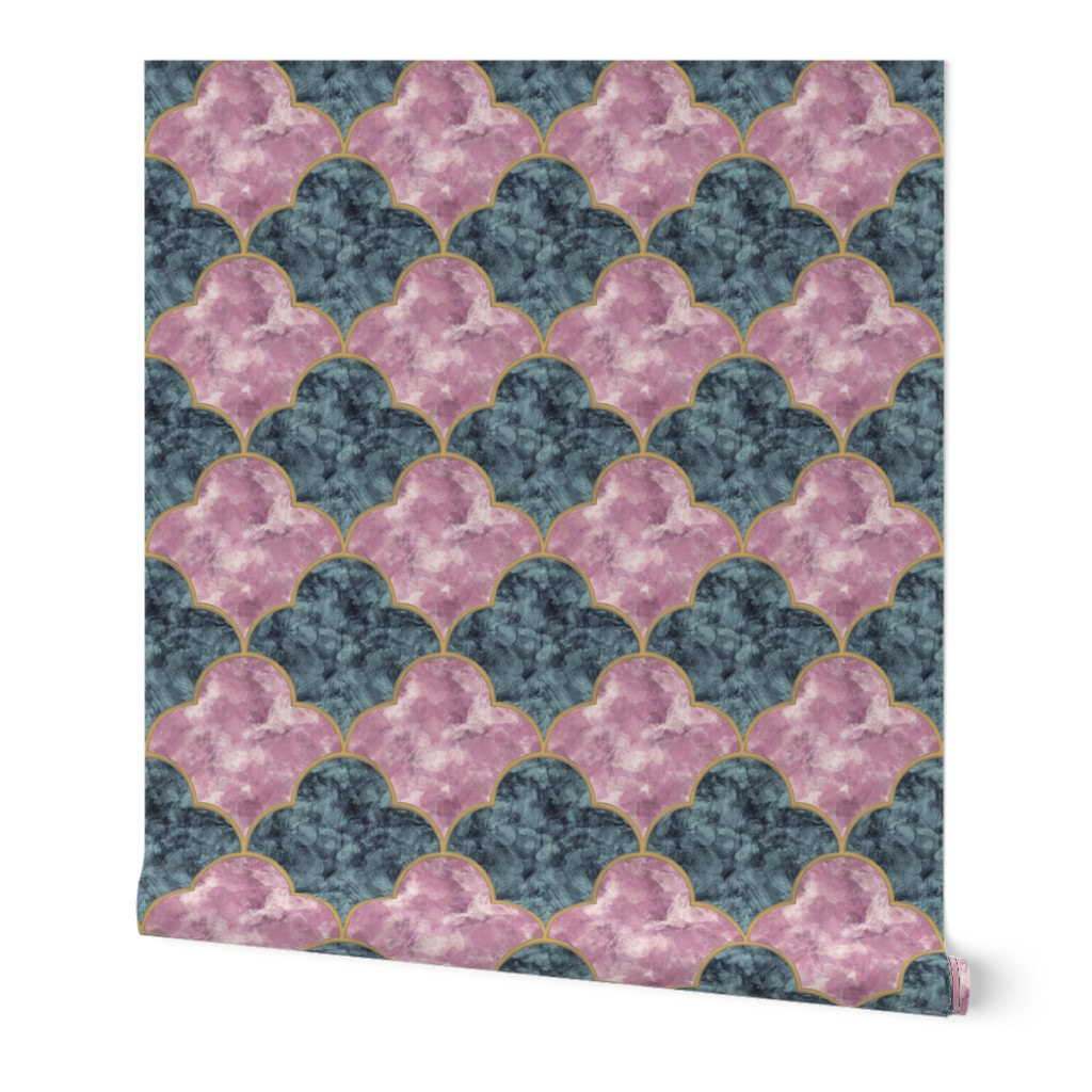 Rose Quartz and Aquamarine Moroccan Stile Wallpaper