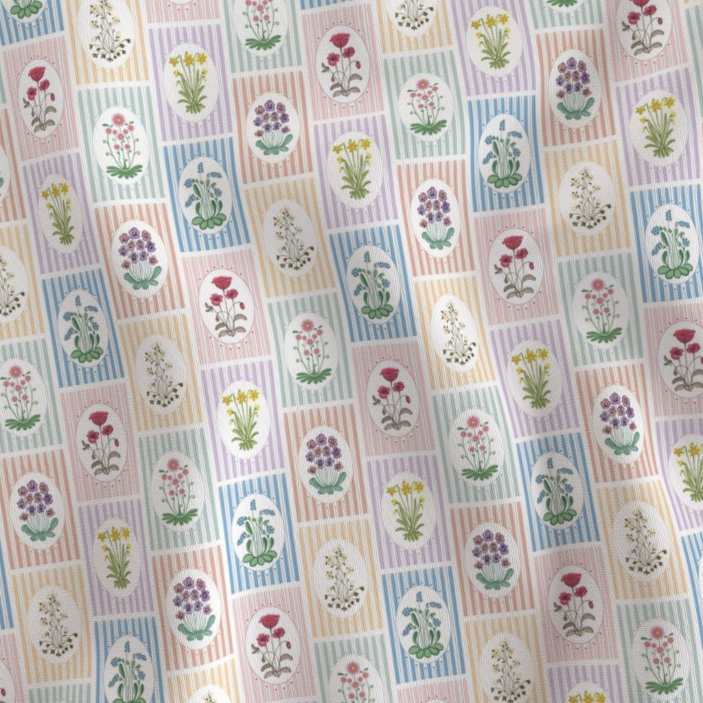 Small Motifs Pastel Colors Floral Medaillions Fabric