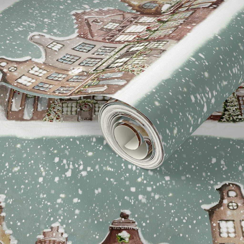 Handpainted Wallpaper Winter in Holland
