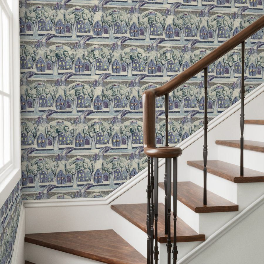 Romantic Dutch Houses in the Snow Wallpaper