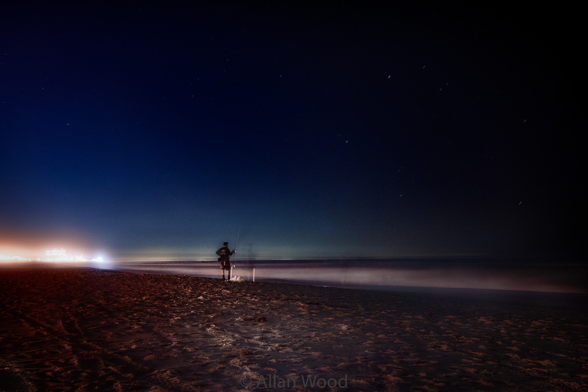 Night Fisherman at the Beach