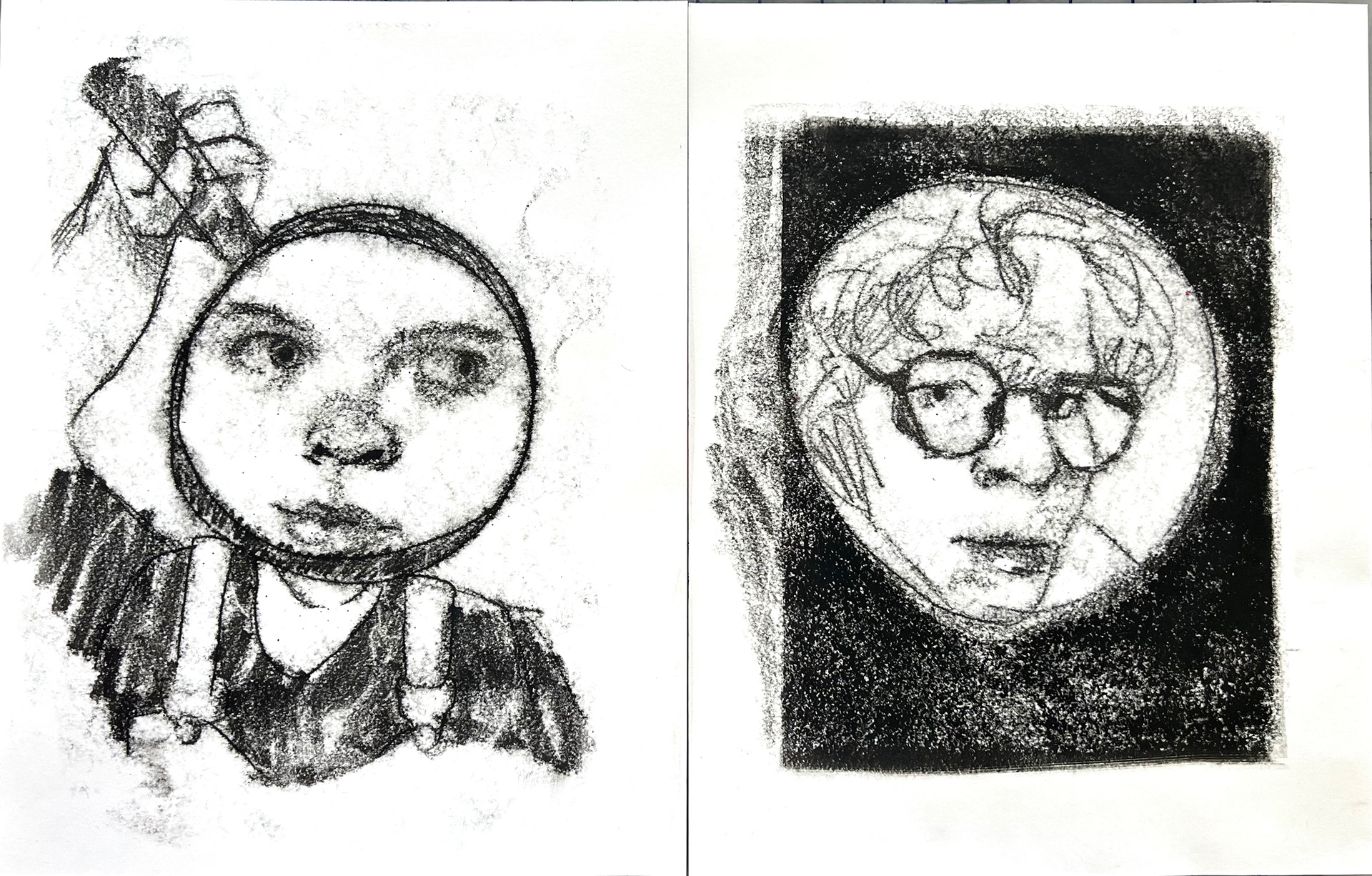"Autofocus" indirect monoprint detail