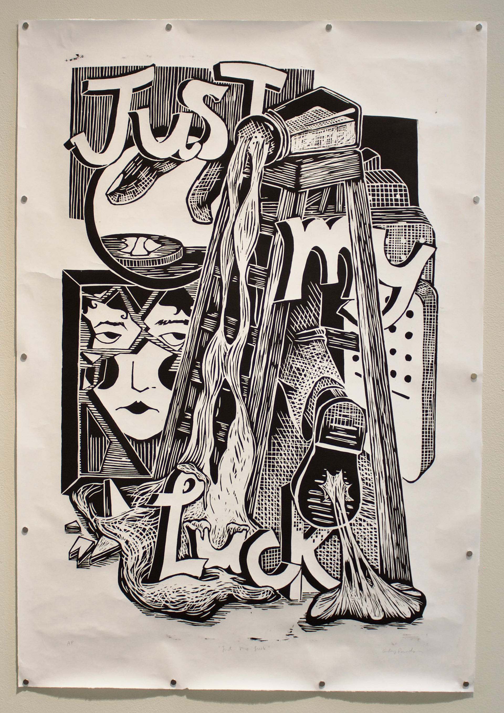 "Just My Luck", Woodblock Print, 38" x 24", 2025