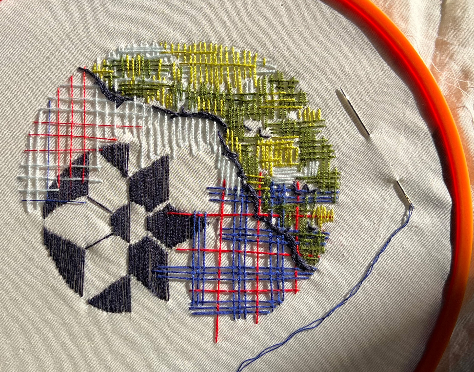 "Linear Italy" embroidery process photo