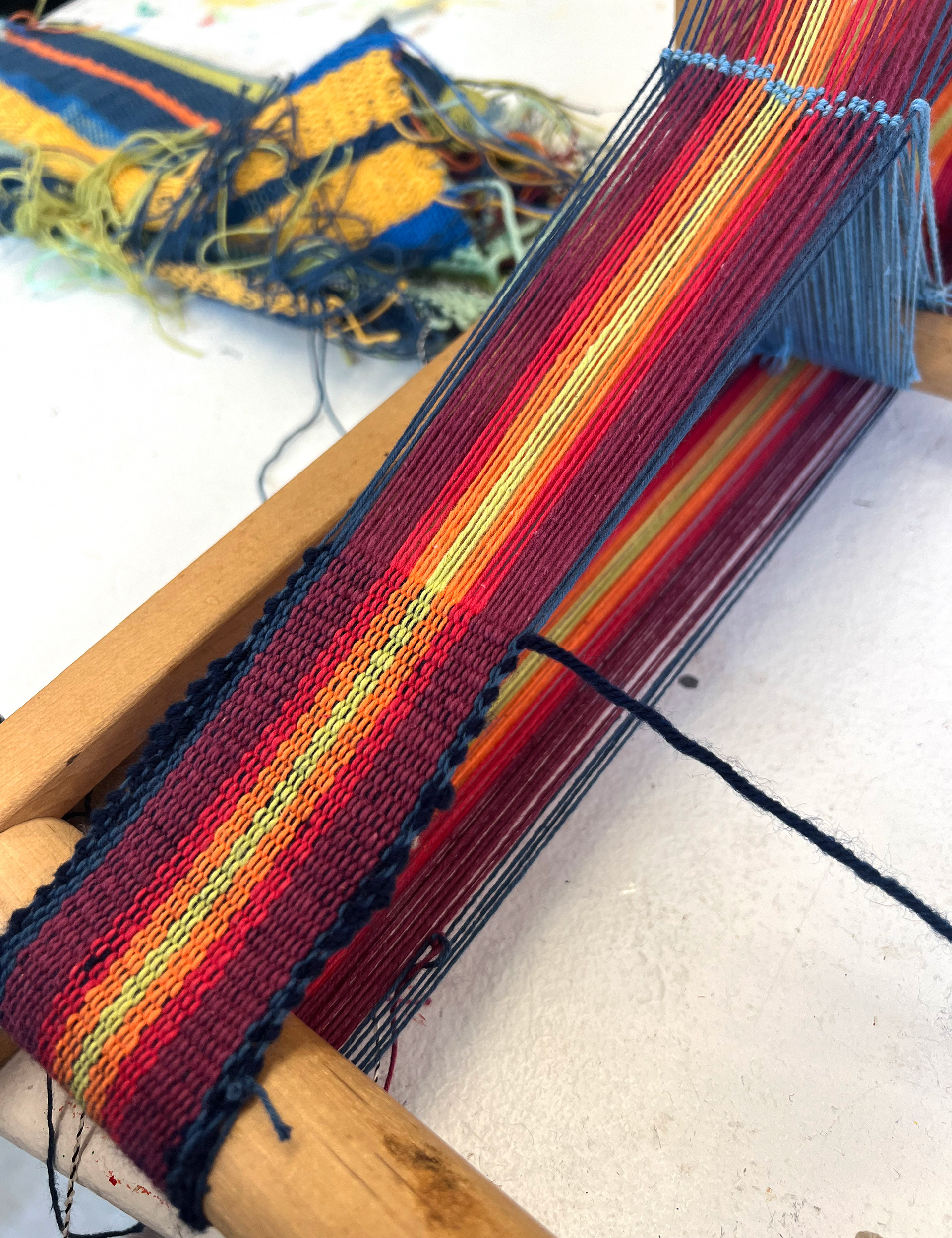 "Striped Messenger" inkle loom weaving process
