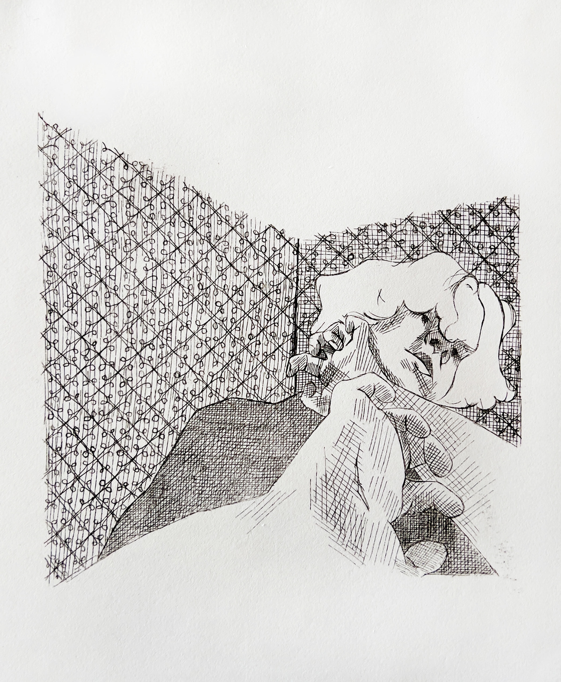 "Deflect", Drypoint Print, 14" x 11", 2024