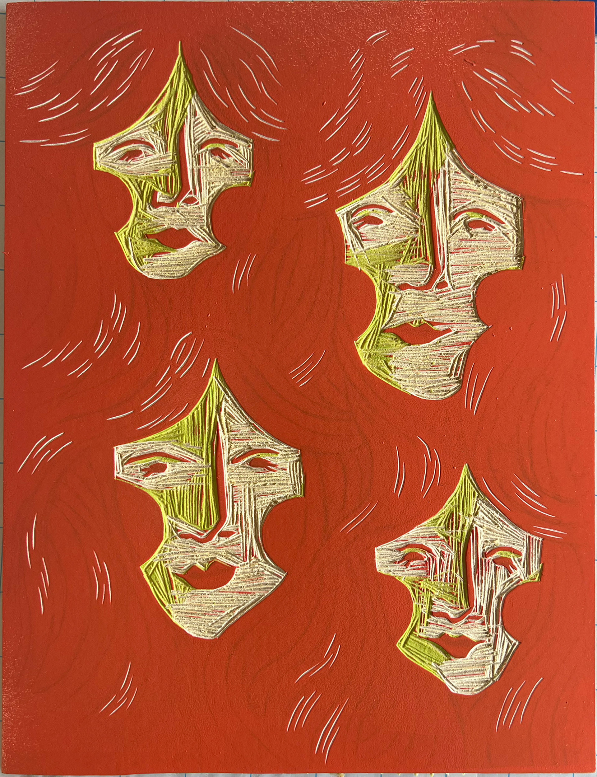 "Overgrown" linoleum block