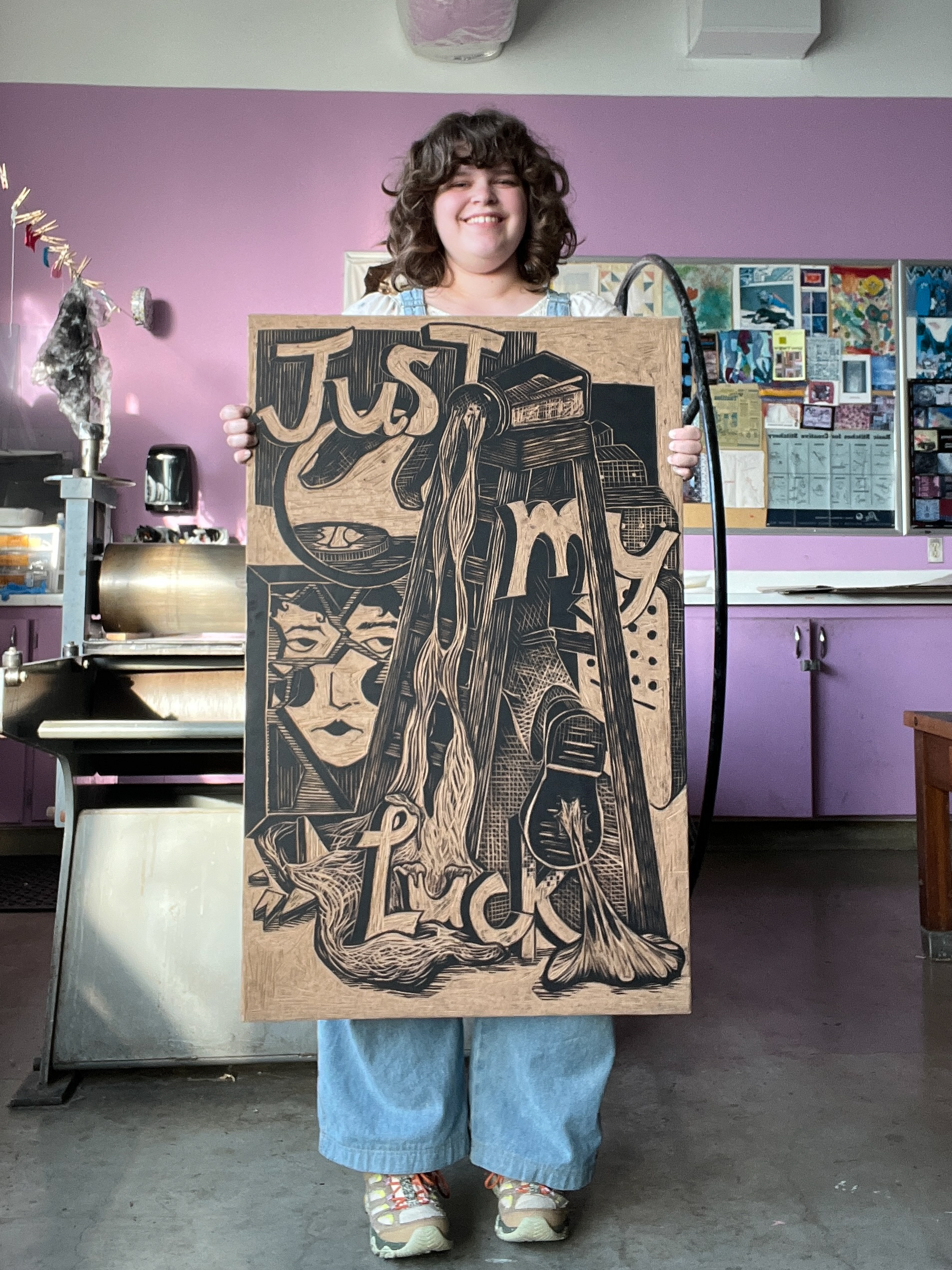 "Just My Luck" woodblock