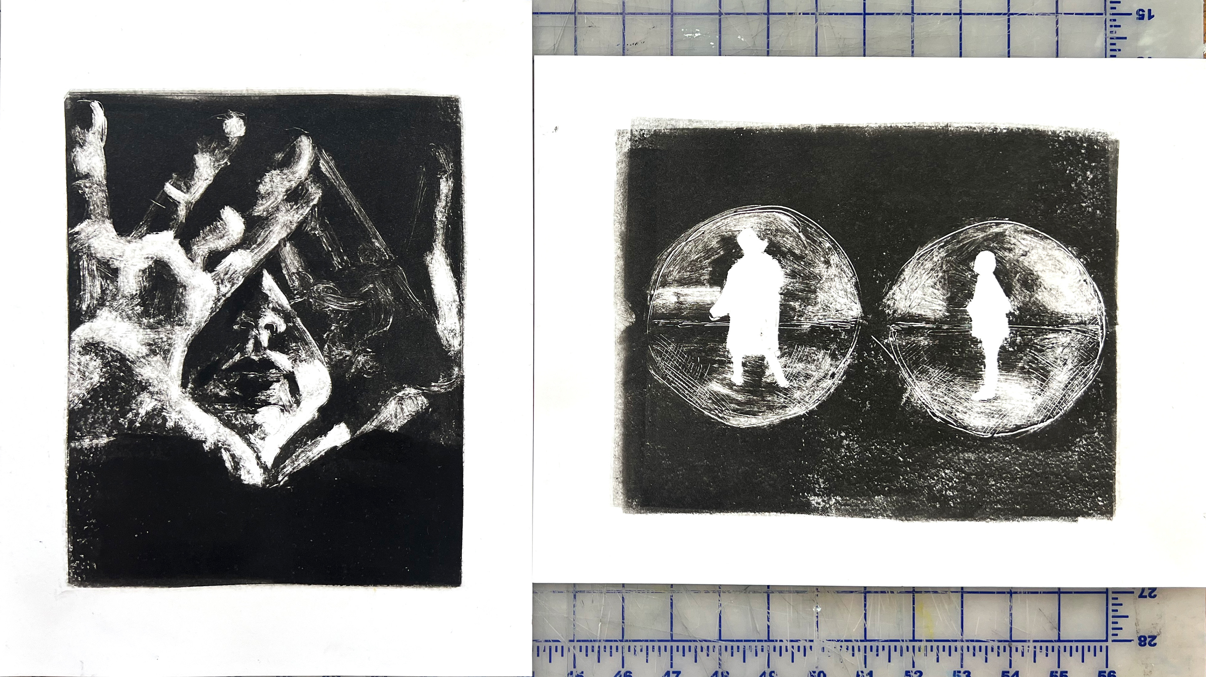 "Autofocus" reductive monoprint detail