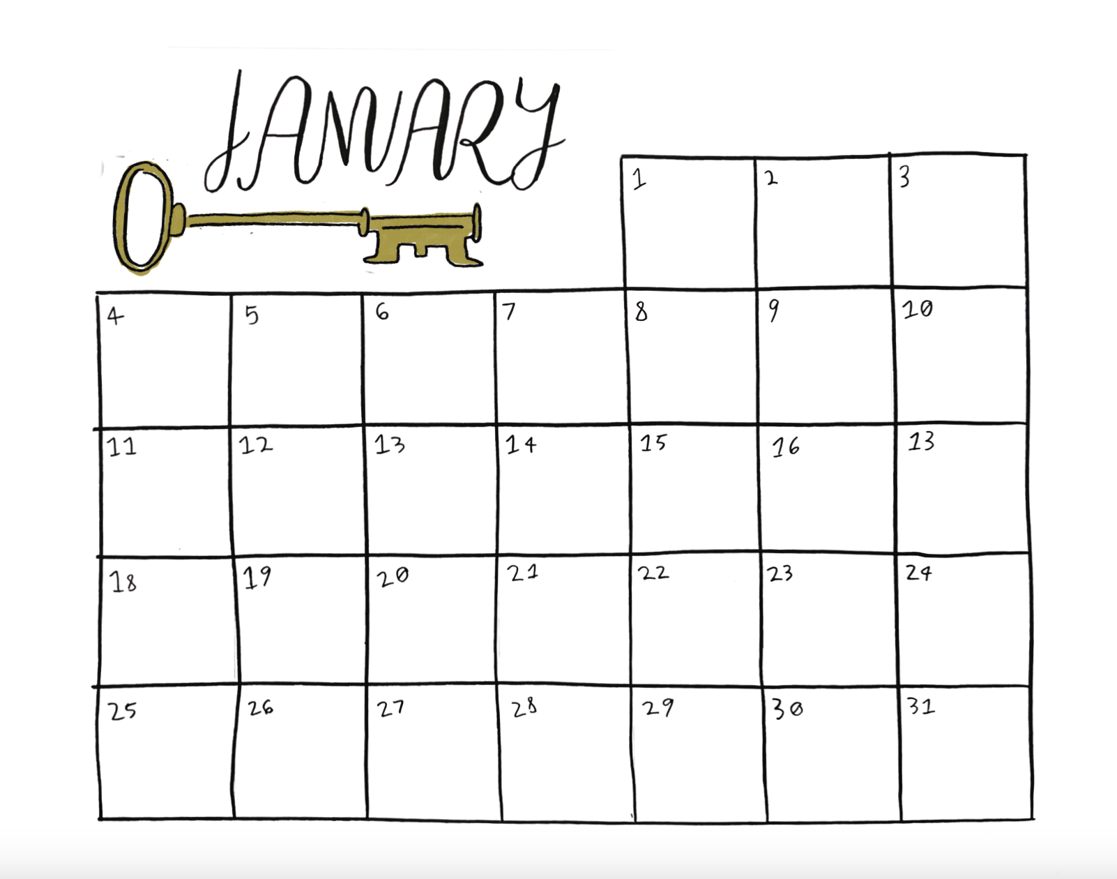 January Calendar Mockup