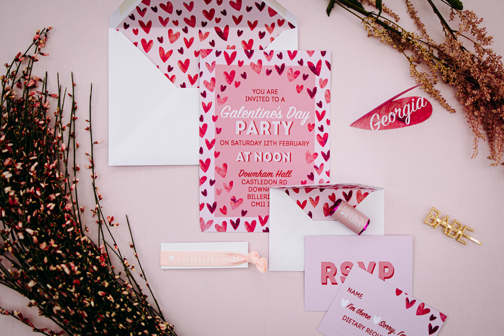 Two Little Ducks Design Studio Galentines Day flatlay photography