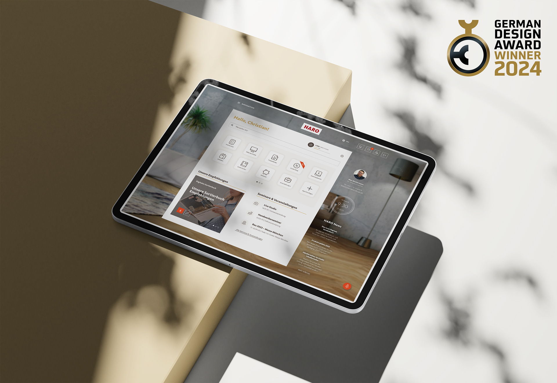 HARO Kundenportal Screendesign iPad-Ansicht