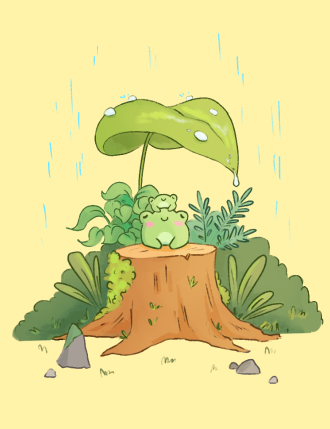 Frogs Chilling in the Rain
