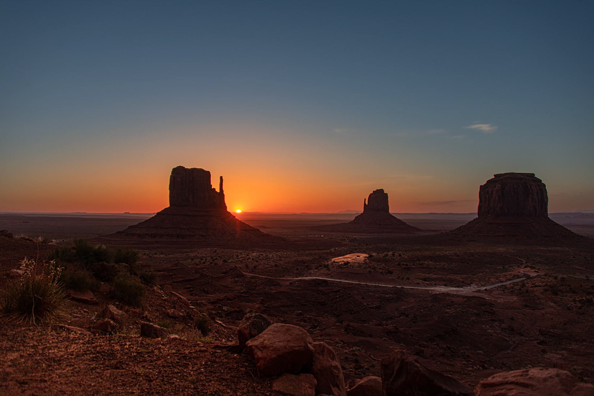 Sunrise at the Mittens Monument Valley