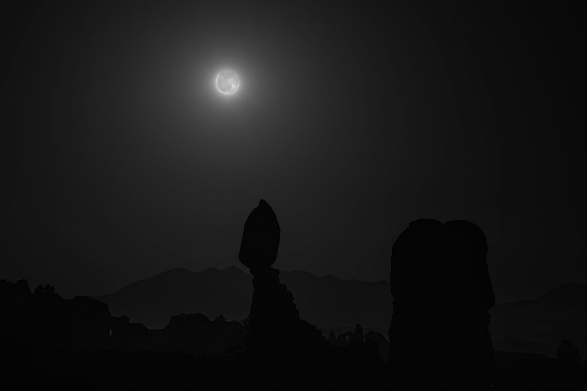 Full Moon over Balanced Rock Arches National Park