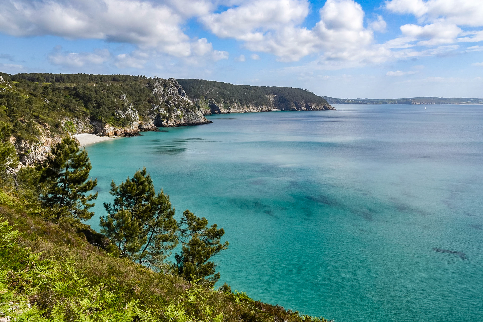 Tournée vers la baie de Douarnenez ce bout du Cap de la Chèvre est tout simplement magique par la couleur de la mer et l'ambiance méditéranéenne qui y régne