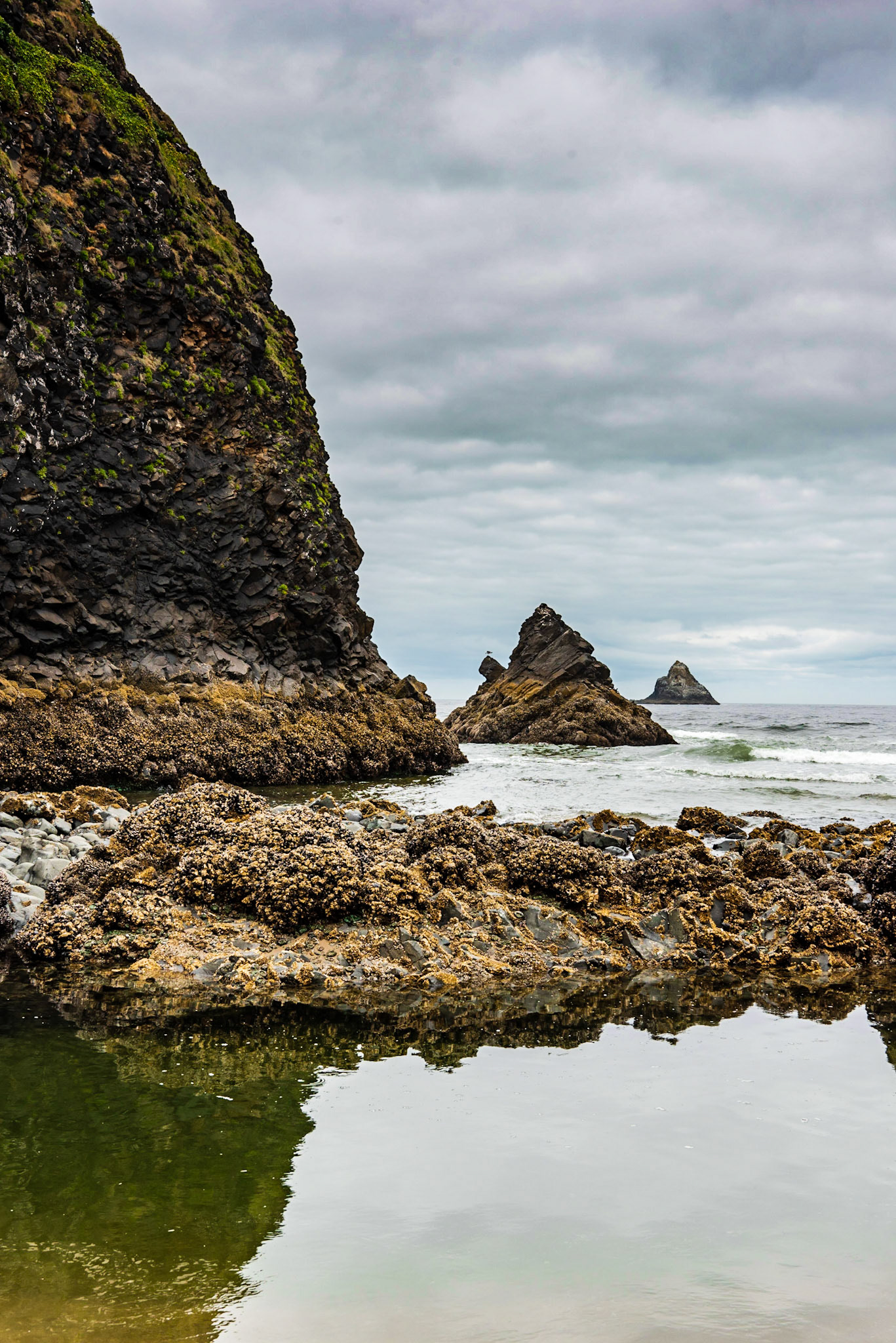 Arch Cape inland rocks leading out to Castle Rock on Oregon Coast