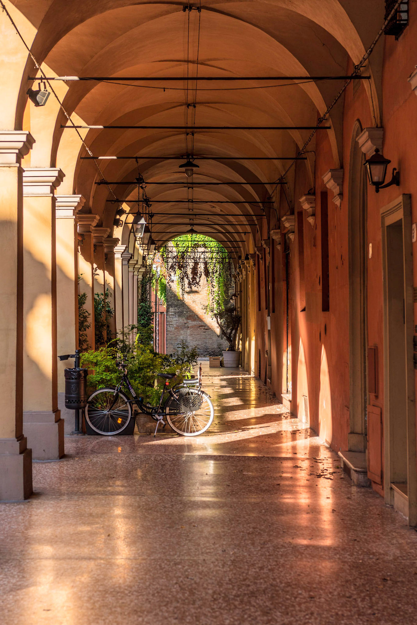 Bologna has many miles of covered walk ways.