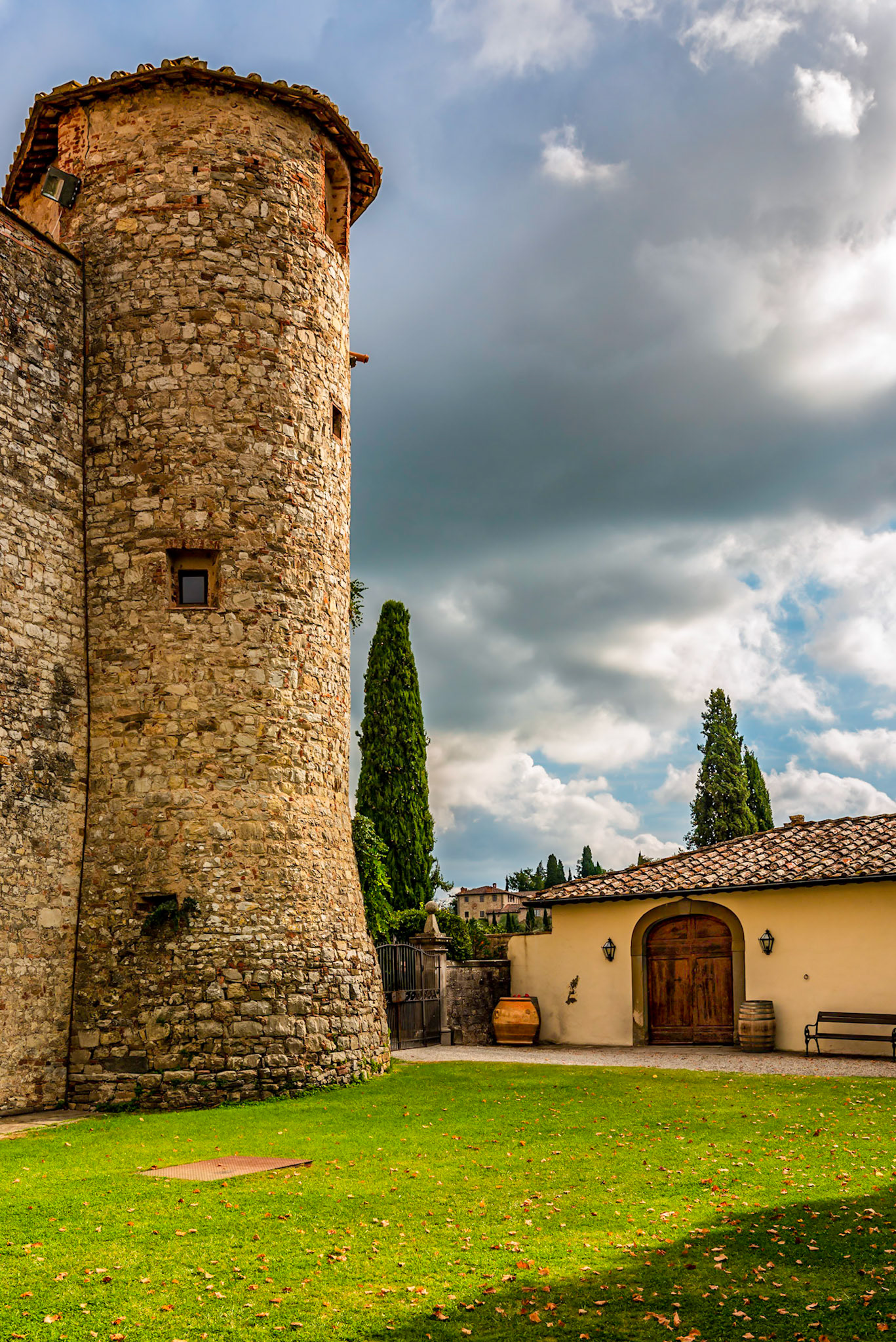 Corner tower of a Chianti winery.