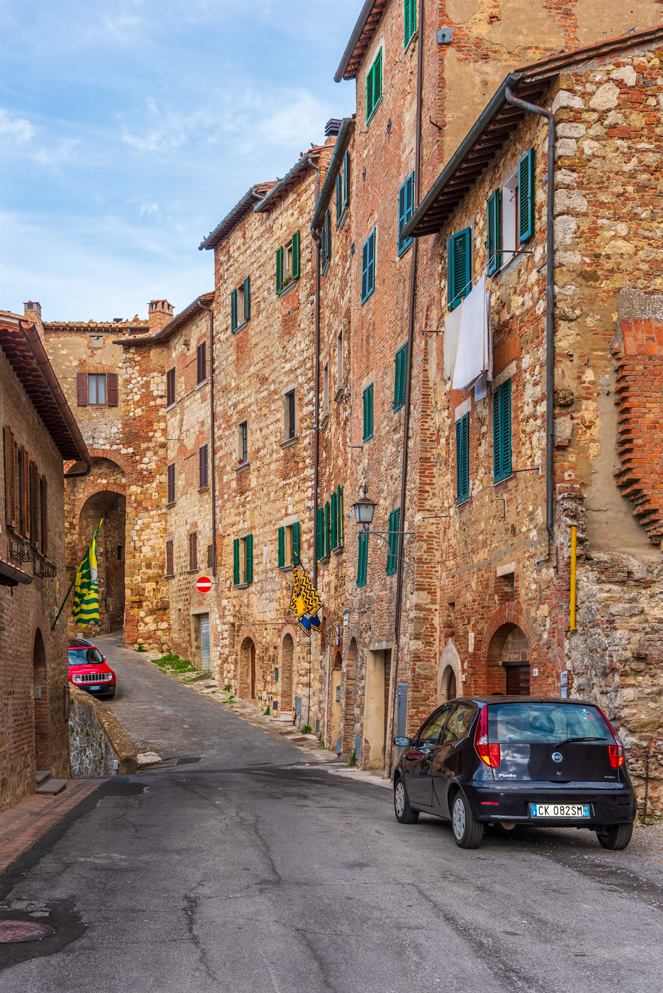 Street coming down from the streets of a local  town