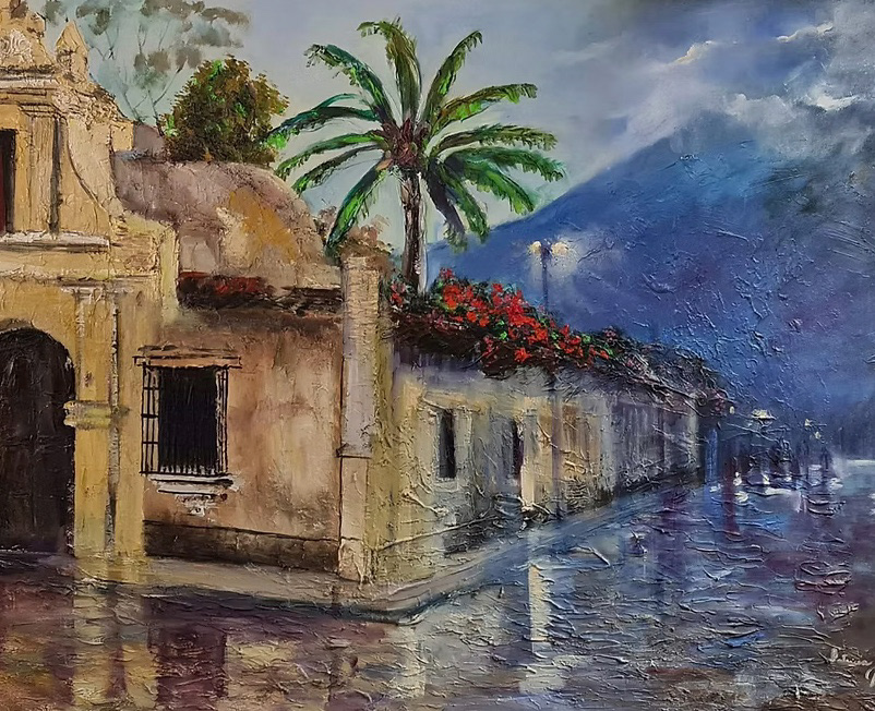 Rain in Antigua, 2015 . Oil on Canvas . .120 x 100 cms