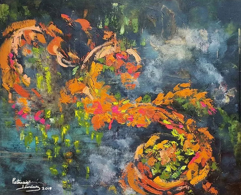 Red Bougainvillea, 2019. Oil on Canvas .130 x 120 cos