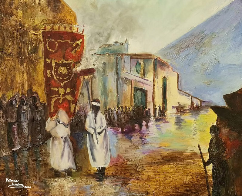 Procession in Antigua, 2016 . .Oil on Canvas.150x120 cms