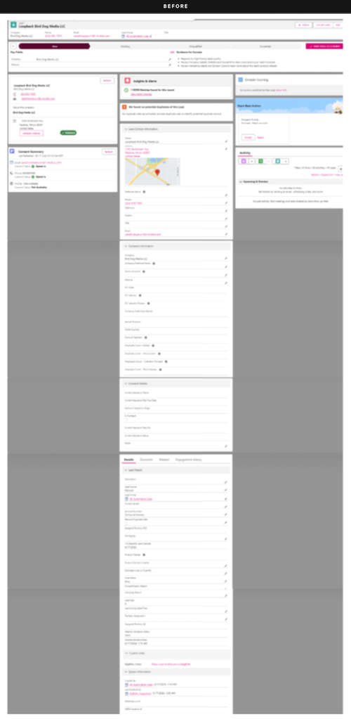 Lead page BEFORE