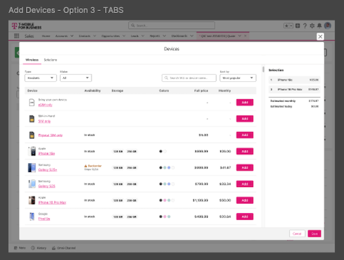 Sales order cart
