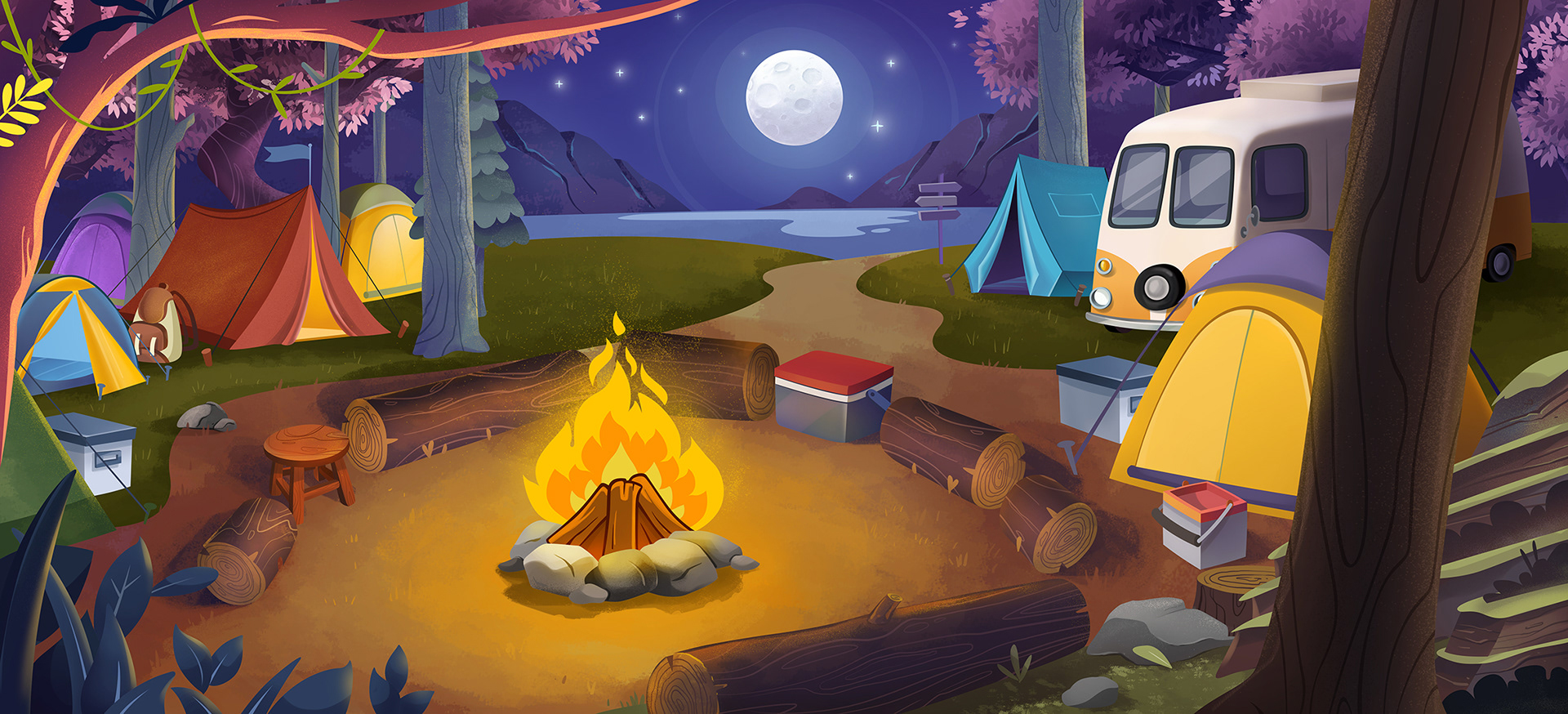 Cenário para animação 2D acampamento - Topway