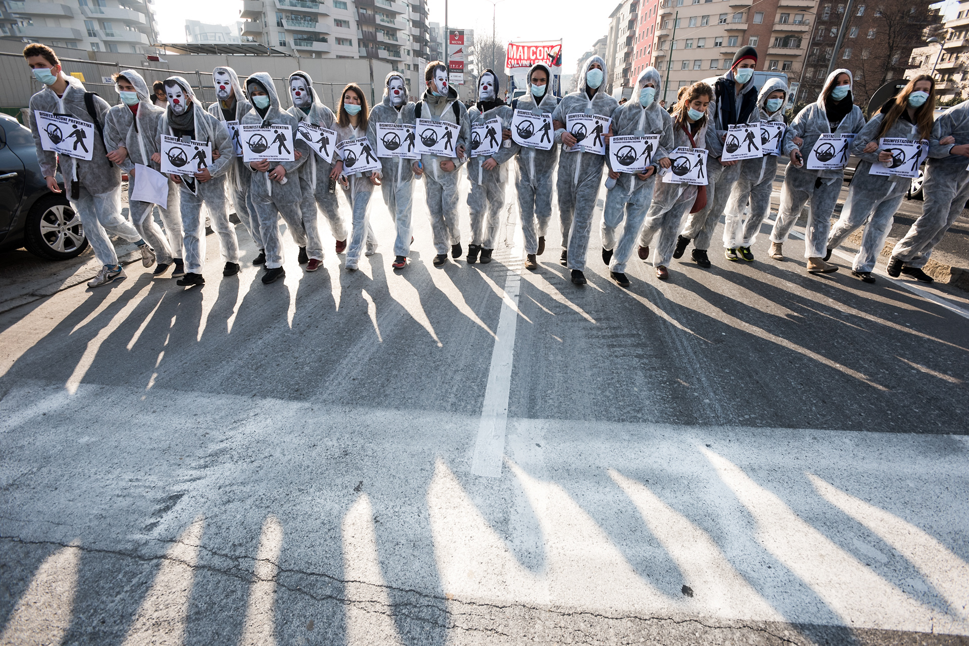 Student protest against racism and fascism after the meeting of Matteo Salvini with Marine LePen  Fotografo Milano - Photographer Milan 