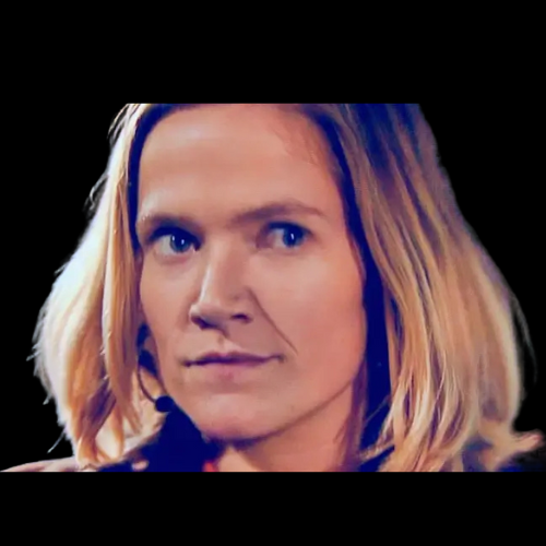 Head of character Daisy Steiner looking determined from the TV show Spaced