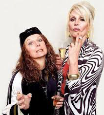 The characters of Edina and Patsy posing from the TV show Absolutely Fabulous