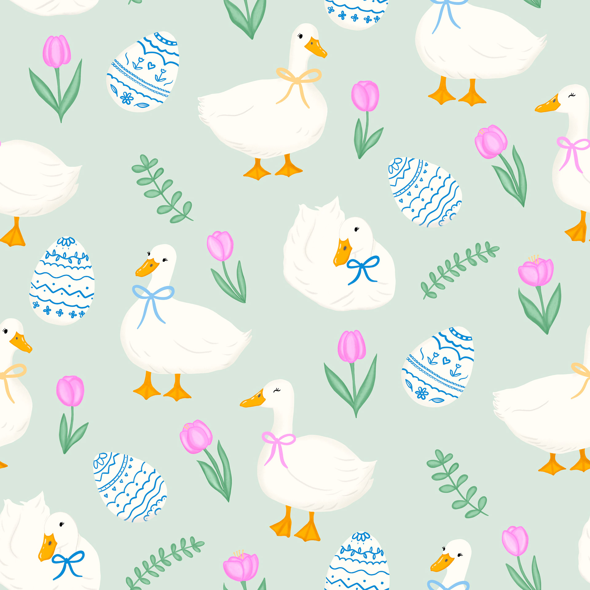 EASTER DUCKS & TULIPS