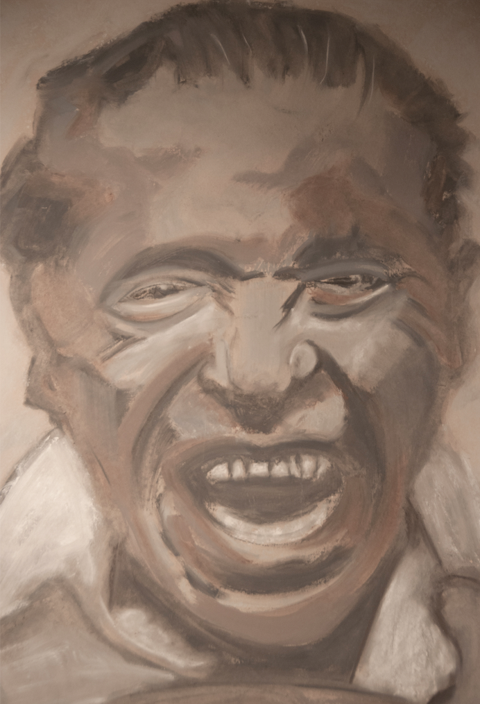 Charles Bukowski portrait d'après photo pastel sec sur papier 60x80 cm (vendu)