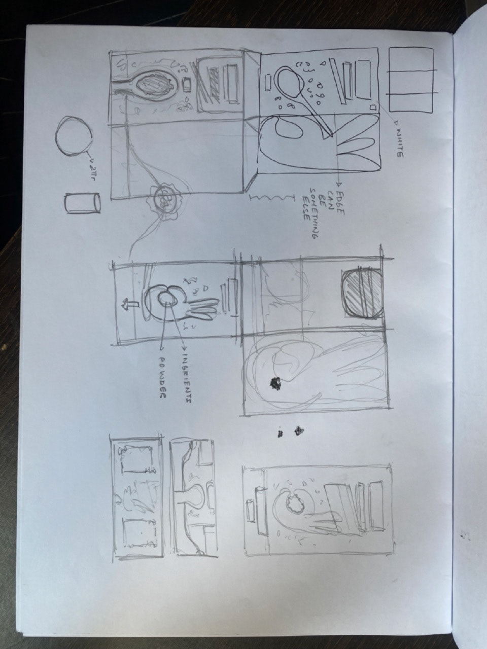Thumbnail sketches and layout ideations