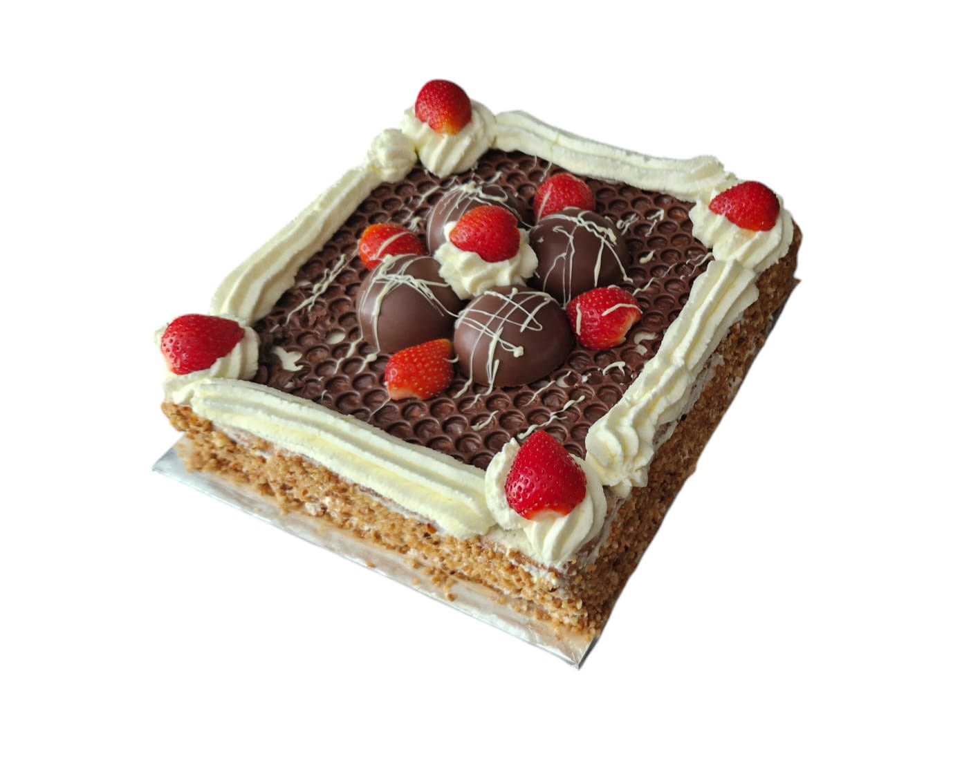 Slagroomtaart met aarbeienjam en chocoladeganache