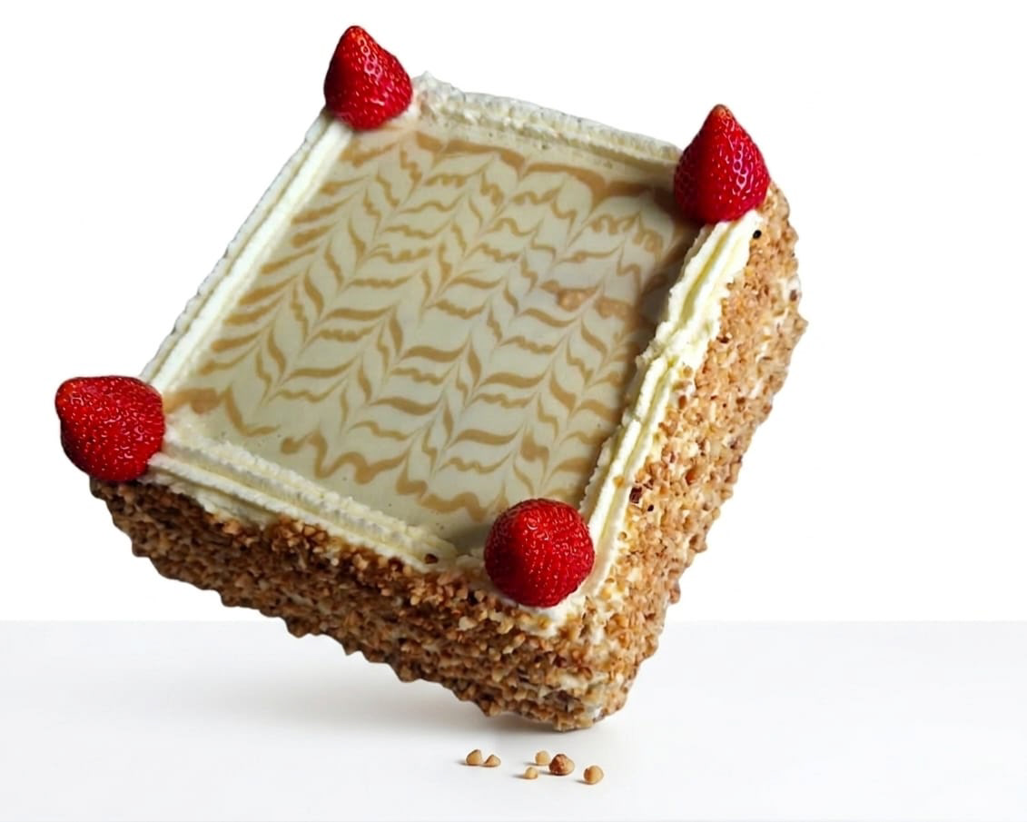 Slagroomtaart met karamel en witte chocoladeganache