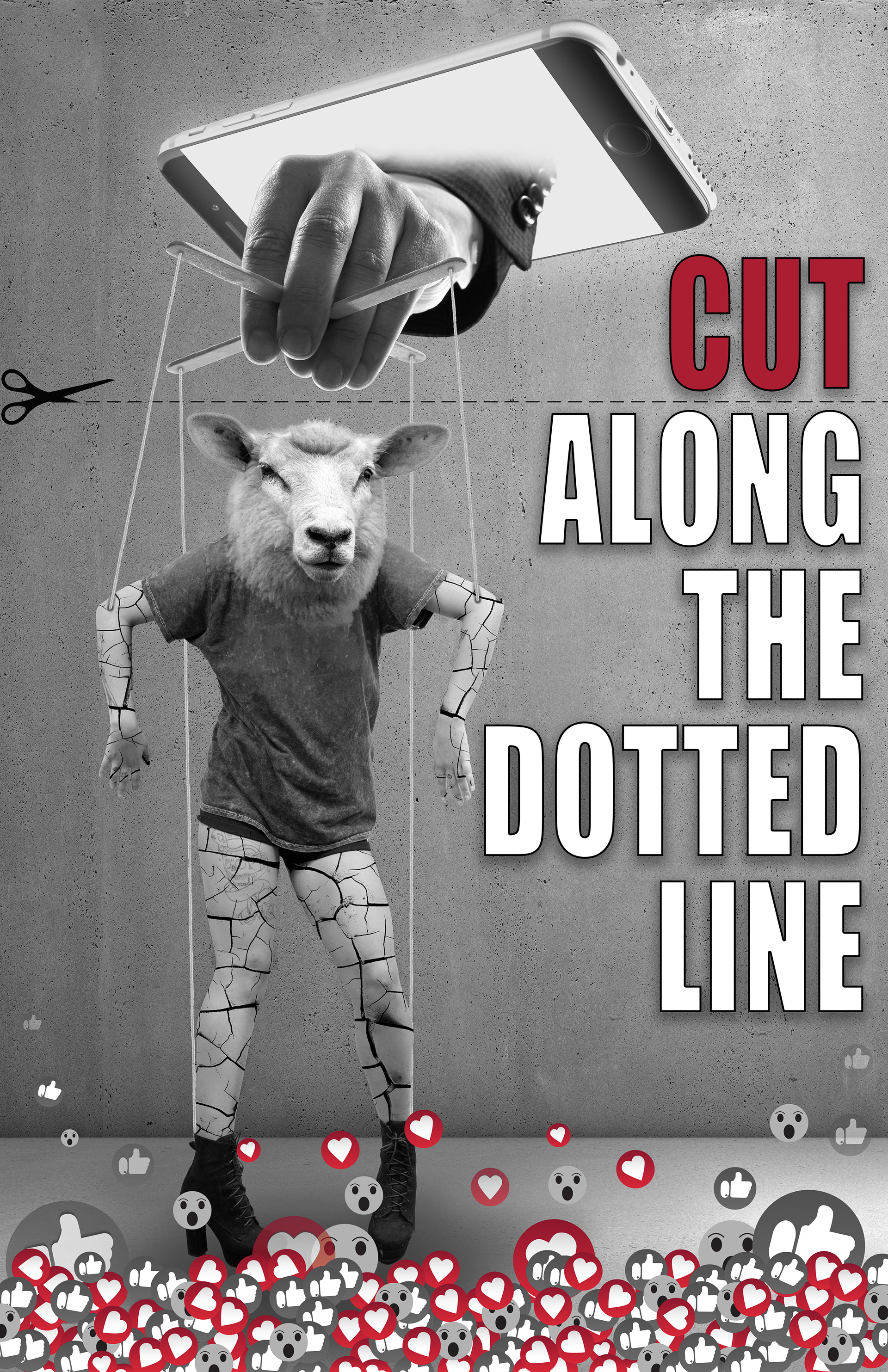 Dotted Line, Digital Collage/Poster, Created with Photoshop, 11" x 17"