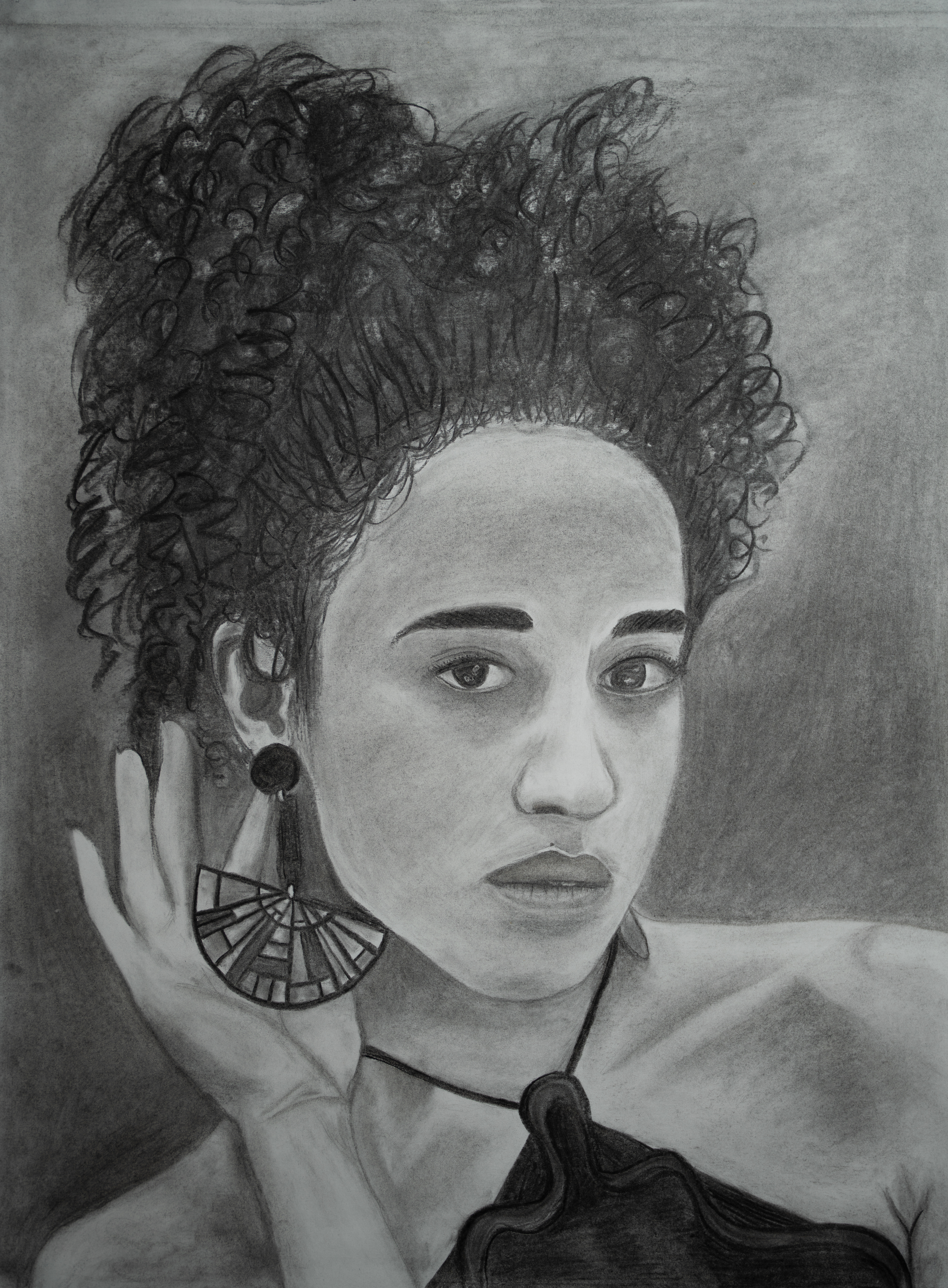 Portrait of a Girl, Vine Charcoal on Sketch Paper, 18" x 24"