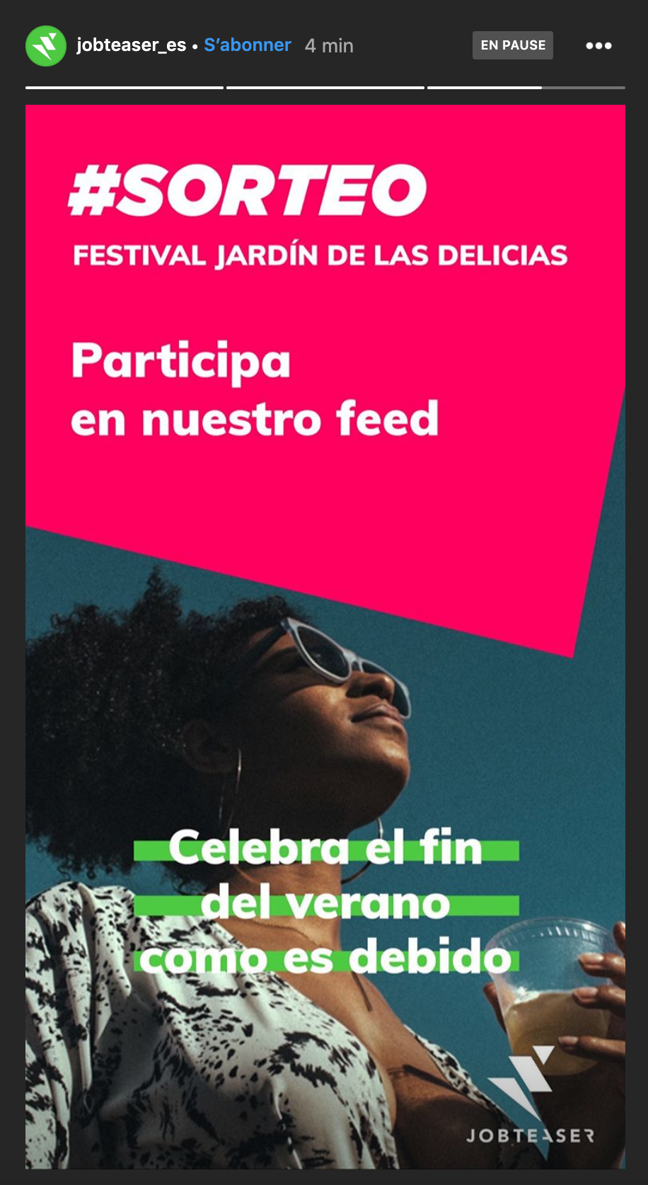 Instagram story for Jobteaser Spain