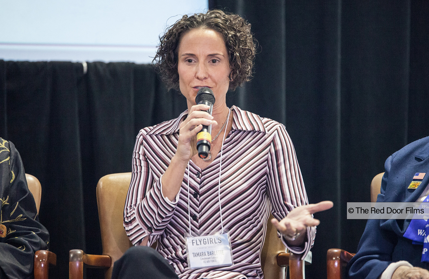 Tamara Barlette, Lt Col. - Air Force, speaking at Flygirls Promotional Fundraiser