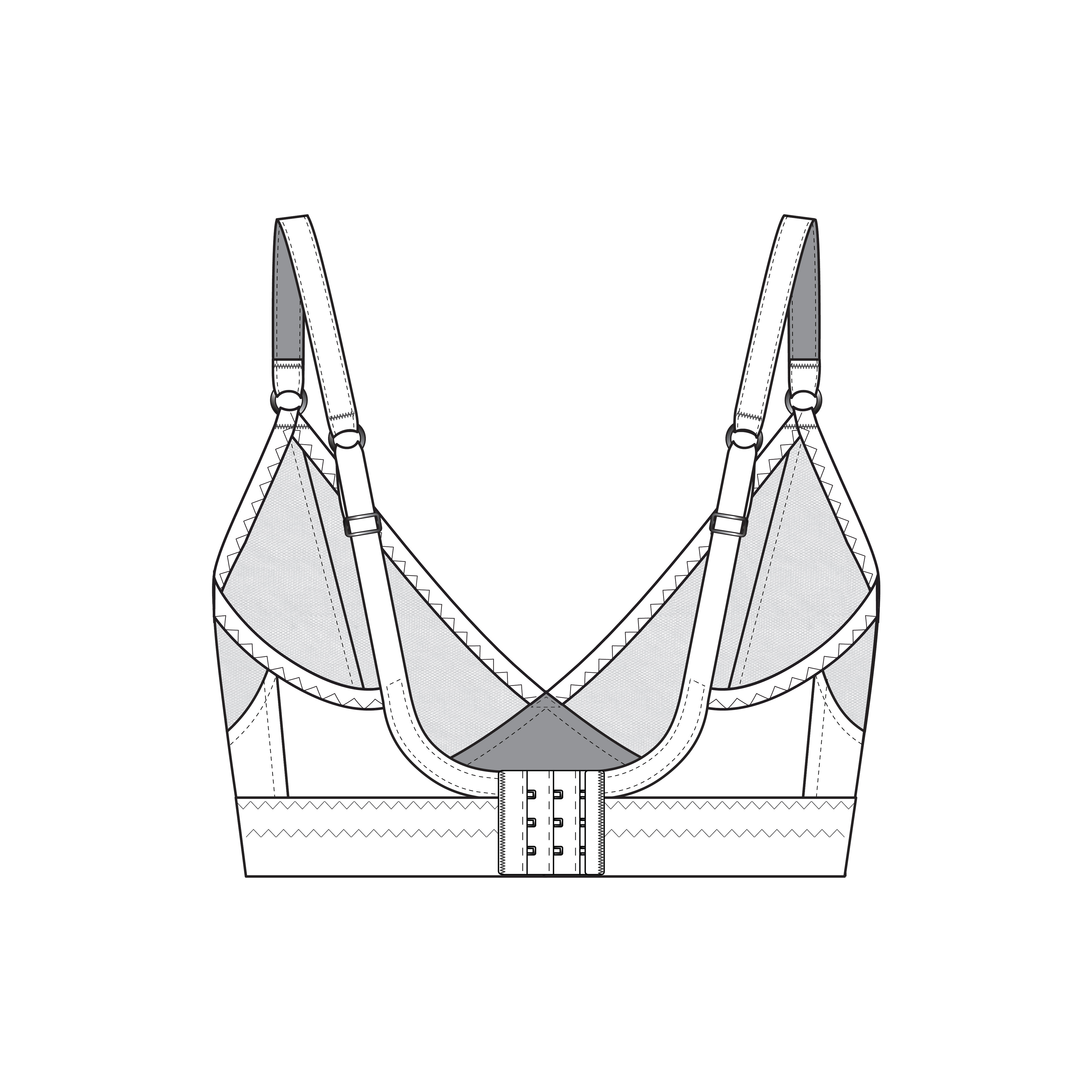 Line sketches for Rubies Bras Sahaara Bra pattern